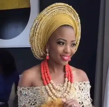 Tradițional Nigerian Nunta de Coral Margele Bijuterii Africane Nunta Nupțial Colier Statement Set ABK5