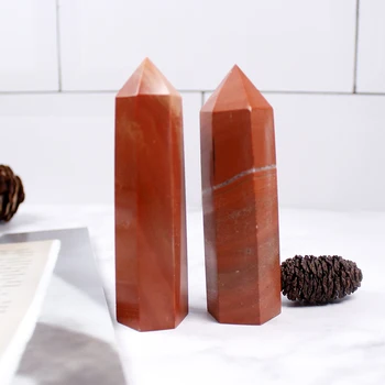 5-9cm Naturale Jasp Roșu de Cristal Puncte de Meditație de Vindecare Obelisc Cuarț Bagheta Ornament pentru Decoratiuni Energia Reiki Gemston