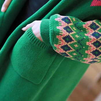 Cardigan Vintage Femei Mult Timp În Plus Dimensiune Toamna Iarna Pulover Vrac Verde Haina Casual Pulovere Supradimensionate Coreea Style Tricot Haine