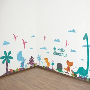 Salut Dinozaur Autocolante De Perete Pentru Copii Pepinieră, Dormitor, Camera De Studiu Accesorii Animale, Desene Animate, Postere, Pictură Murală Tapet Decor Acasă