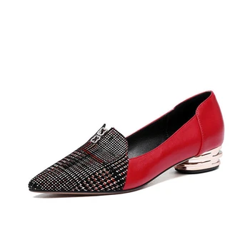 Cresfimix Zapatos Dama Femei Cool Roșii de Înaltă Calitate Aluneca pe Toc mic Partid Pompe Doamnelor Moda Dulce Birou Negru Pantofi A6684c