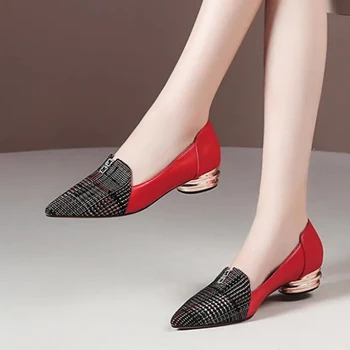 Cresfimix Zapatos Dama Femei Cool Roșii de Înaltă Calitate Aluneca pe Toc mic Partid Pompe Doamnelor Moda Dulce Birou Negru Pantofi A6684c