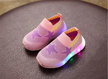 Dimensiunea 22-31 Nou Primavara Toamna pentru Copii ochiurilor de Plasă Respirabil Pantofi Sport copii luminat Luminoasă cu LED-uri Fete Baieti Sport Copii Pantofi de Funcționare