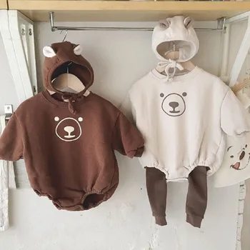 MILANCEL haine pentru copii stil de desen animat pentru tripleți căptușeală de blană copil salopete bebe costum, cu pălărie