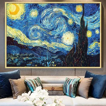 Van Gogh Pictura Celebra Reproducere Pe Panza Noapte Înstelată Peste Rhone Postere Si Printuri Impresionist Arta De Perete Decor Imagine