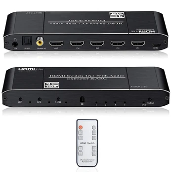 Mini 4K HDMI Switch 4X1 HDR HDMI Switcher o Hota cu ARC & IR de Control pentru PS4 TV HDTV UE Plug