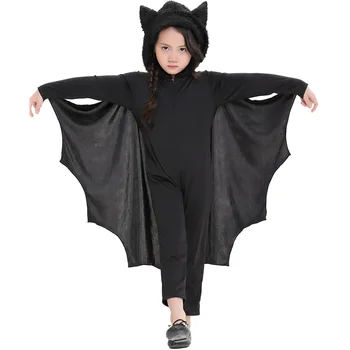 Copil Negru Bat Conecta Aripa Costum Fată Băiat Carnaval De Halloween Petrecere De Performanță Vampir Cosplay Fantasia Rochie Fancy