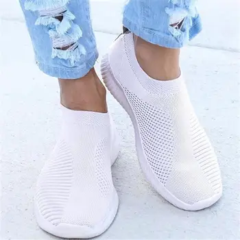 Nou Plus Dimensiunea Femei Adidași Tesatura Stretch Șosete Pantofi Doamnelor Moda Vulcaniza Pantofi Slip Pe Plat Incaltaminte Femei Pantofi Casual