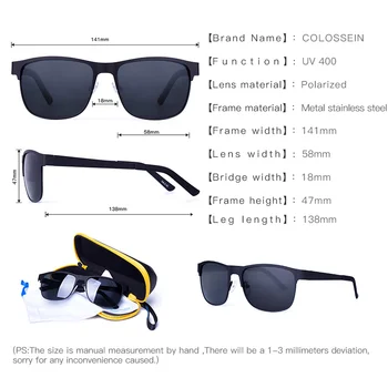 COLOSSEIN Clasic Bărbați ochelari de Soare Polarizat de Conducere Retro Ochelari de Moda Cadru Metalic Ochelari de Soare pentru Femei UV400 Oculos De Sol