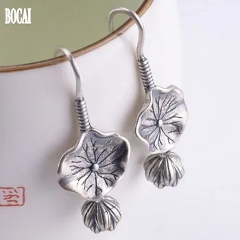 S925 argint vintage stil etnic frunze de lotus franjuri lotus cercei argint Thai femei cercei