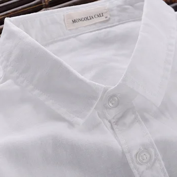 Italia brand bărbați cămașă lenjerie de pat maneca lunga din bumbac tricou barbati casual solid patru sezoane white shirt mens de moda de îmbrăcăminte camisa 4XL
