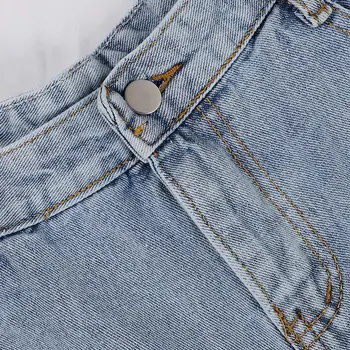 Femei Vara Elastic Talie pantaloni Scurți din Denim Ondulată Butonul Buzunar cu Fermoar Solid de Fund de Bază Feminin Toamna Casual Moda Doamnelor Scurt