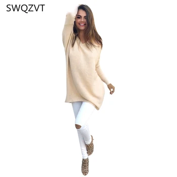 Subțire pulover lung pentru femei V-neck streetwear pulover femei designer casual de primavara toamna pulover pulover doamnelor topuri 7 culori
