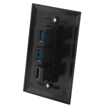 1 Bandă Solidă de Stil de Culoare Neagră, 2 Porturi USB 3.0 1 Port HDMI Placa de Perete Cu Spatele Femeie La Femeie Conector