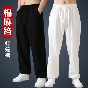 Vrac Lenjerie de pat din Bumbac Pantaloni Pentru Bărbați Pantaloni Harem de Bărbați Tai Chi Pantaloni de Arte Marțiale Kung Fu Vara de Funcționare Pantaloni de Yoga