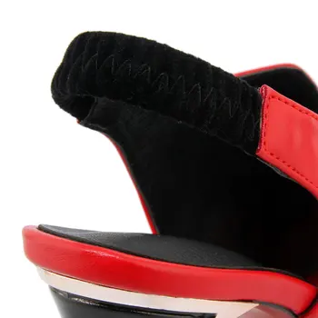 Vara Stras Femei Pantofi Spike Indesata Tocuri Roșii de Jos din Piele PU Peep Toe Petrecere Club de Alunecare pe Doamna Pompe de Platforma