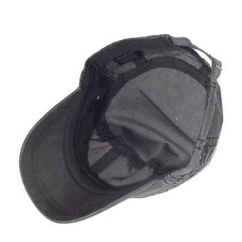 Oamenii Spălat Bumbac Militare Pălării Reglabil Cadet în Armata Capace Design Unic Vintage Casual Top Plat Capac cu Gaura de Aer Negru
