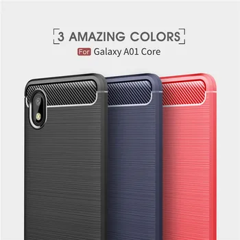 Moale Fibra De Carbon Caz Pentru Samsung Galaxy A01 Core Caz M01 A2 Miez Capac Spate Telefon Bumper Pentru Samsung Galaxy A01 Core Funda