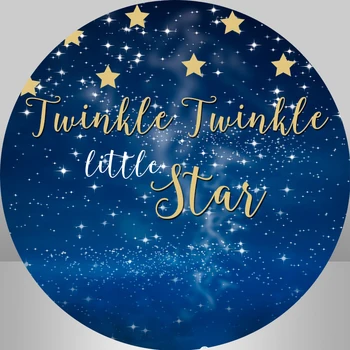 Bleumarin rotund cerc fondul acoperi Twinkle Star copil de dus la petrecerea de ziua decor personalizat Glitter photo banner de fundal
