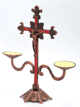 Hankroi 9 Inch Metal în Picioare Crucifix Cross cu Sfeșnic