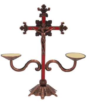 Hankroi 9 Inch Metal în Picioare Crucifix Cross cu Sfeșnic