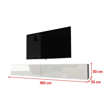 Stand TV KANE Plutitoare TV Cabinet Modern, TV Unitate 180cm culoare Albă, cu Luciu Fronturi