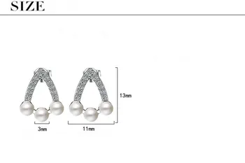 925 de Argint Stralucitor Zirconiu Perla de Design de Moda Cercei Stud pentru Femei Cadouri en-Gros Bijuterii 2017 Nou Fierbinte de Vânzare Cercei