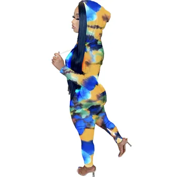 Toamna noua moda multicolor print sport de agrement set de două piese vrac hanorac cu maneca lunga cu fermoar haină și pantaloni pentru femei set