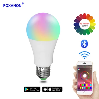 Foxanon Inteligent Bluetooth 4.0 RGB LED Lampă KTV Partid Decor de Vacanță Lumină Bec E27 85-265V 15W 20W Sunet APP de Control de Iluminat Acasă