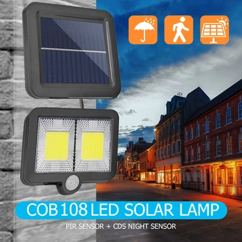 COB 108LED Curte în aer liber Energiei Solare Alimentat de Perete Lampă Infraroșu Omului de Inductie-Senzor rezistent la apa Pridvor Lumini