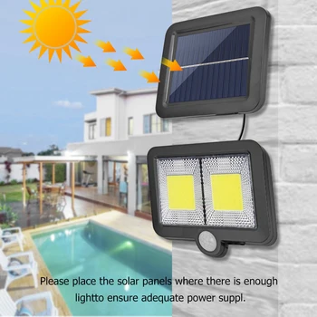 COB 108LED Curte în aer liber Energiei Solare Alimentat de Perete Lampă Infraroșu Omului de Inductie-Senzor rezistent la apa Pridvor Lumini