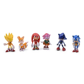 6Pcs/Set 7cm Sonic Cifre Jucărie Pvc Jucărie Sonic Shadow Cozi de Caractere Figura Jucarii Pentru Copii Animale Jucarii Set Transport Gratuit