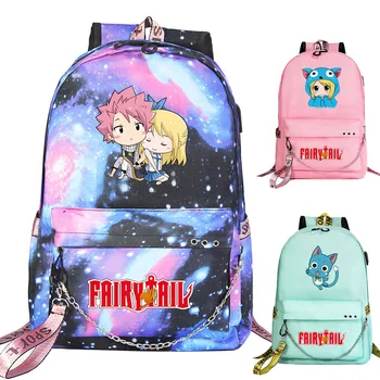 Desene animate noi Fairy Tail Printuri Băieți și Fete, Copii de Școală geanta Femei USB Lanț Panza Rucsac Barbati Borseta Packsack Bookbag