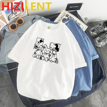 Femei T-shirt Harajuku Amuzant Desen Alb-Negru Print cu Maneci Scurte T-Shirt Mare Pierde O-gât Casual Femei T-Shirt, Blaturi