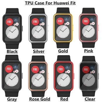 TPU Moale Plin cu Ecran Protector de Sticlă Cazul Shell Marginea Cadru Pentru Huawei Watch a se Potrivi Curea Banda de Protectie Bara de protecție Accesorii