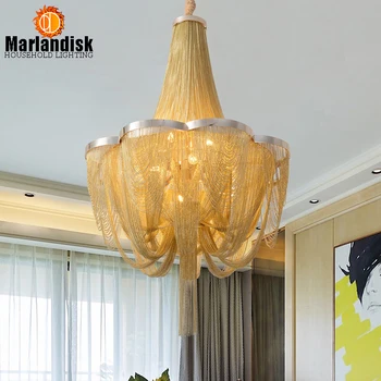 Post Modern din Aluminiu Lanț Pandantiv cu Led-uri de Lumină pentru Hotel, Restaurant, Sala de Mese Interioară de Aur, Argint Creative Lampă de Agățat(DH-25)