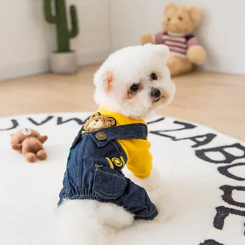 Ursul Salopete Haine de Câine Mic Cutie pentru Câini, Îmbrăcăminte de Companie Costume Drăguț de Iarnă Termică Yorkies Yollow Băiat Ropa Para Perro