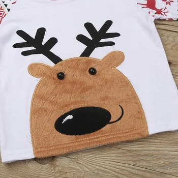 Crăciun Copilul Haine de Fata 2 buc Seturi de Bumbac Desene animate Animal Elan Maneca Lunga T-shirt, Blaturi+print Pantaloni Haine Băiat Copil 0-3Y
