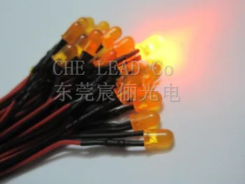 (CE&Rosh)Ultra alb Difuză 5mm led-uri dip Pre Fir led-DC12V/24V cu cablu indicator de 20mm precablat led