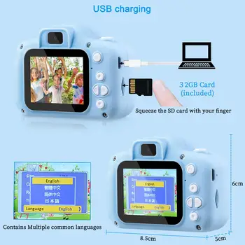 Copii Mini Digital Video Camera Foto de Jucărie HD 1080P Camera de Copii cu 32GB Card pentru Ziua copilului Ziua de nastere cadou de Crăciun
