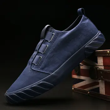 Barbati casual canvas sneaker usor respirabil culoare Solidă flatsshoes student apartamente slip on mocasini pantofi pentru Condus A56-71