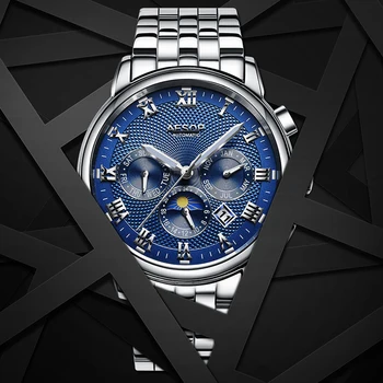 New Luxury Mens Watch ESOP Ceasuri Barbati Albastru cuarț Încheietura Ceas de mână din Oțel Inoxidabil de sex Masculin Ceas Relogio Masculino