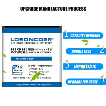 LOSONCOER 2600mAh HB5i1 HB5i1H Acumulator Pentru Huawei C6110 C6200 C8300 G6150 G7010 U8350 Baterie