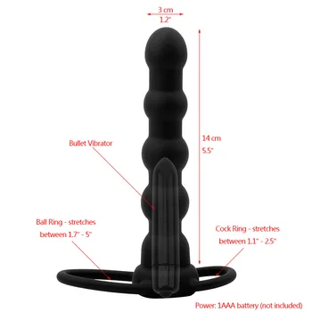Noul Vibrator Anal Plug Silicon Negru Trăgând Margele Sex Anal cu Jucarii Penis Inel de Blocare Minge Inel Jocuri Sex Produs pentru Cuplu.