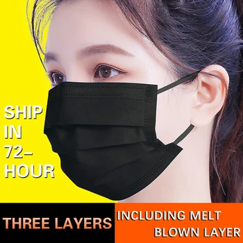 10-500pcs Negru Maks de Unică folosință Gura Masca de Filtrare Bumbac Măști Anti-praf 3 Straturi Filtru de aparat de Respirat Non-țesute Masca de Fata