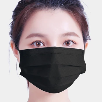 10-500pcs Negru Maks de Unică folosință Gura Masca de Filtrare Bumbac Măști Anti-praf 3 Straturi Filtru de aparat de Respirat Non-țesute Masca de Fata