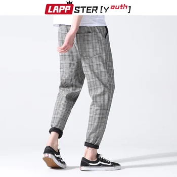 LAPPSTER-Tineret Bărbați Pantaloni Carouri Streetwear 2020 Harajuku coreea Moda Toamna Jogging Pantaloni de Trening Om 5 Culori de Pantaloni Harem