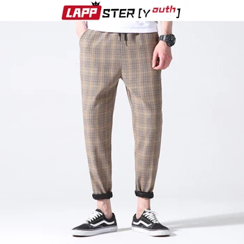 LAPPSTER-Tineret Bărbați Pantaloni Carouri Streetwear 2020 Harajuku coreea Moda Toamna Jogging Pantaloni de Trening Om 5 Culori de Pantaloni Harem