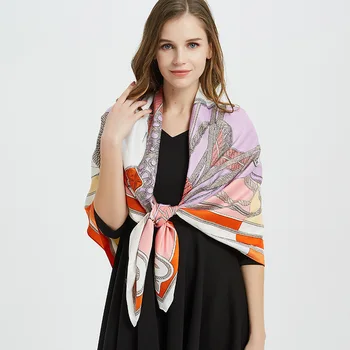 Brand De Lux 2020 Nou Designer De Mătase Pătrat Eșarfă Pentru Femei Din Satin Gât Cravată De Păr Trupa Supradimensionat Plaja Hijab Cap Feminin Foulard
