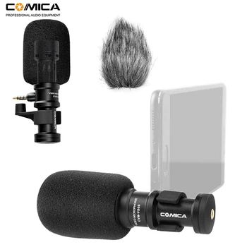 Microfon pentru Smartphone Comica MCV-VS08 Mini Cardioid Direcționale Telefon Video Microfon pentru iPhone, Smartphone Android(cu Windmuff)
